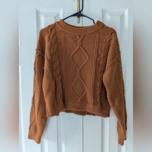 Quince Organic Cotton Cropped Cable Crew